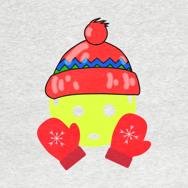 Cute Pickleball Red Christmas Winter Mittens and Hat by Little Duck Designs